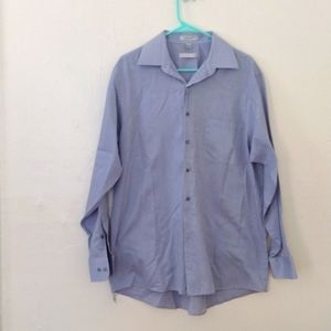 Geoffrey Beene Light Blue Button Front Long Sleeve Dress Shirt Size L 16…